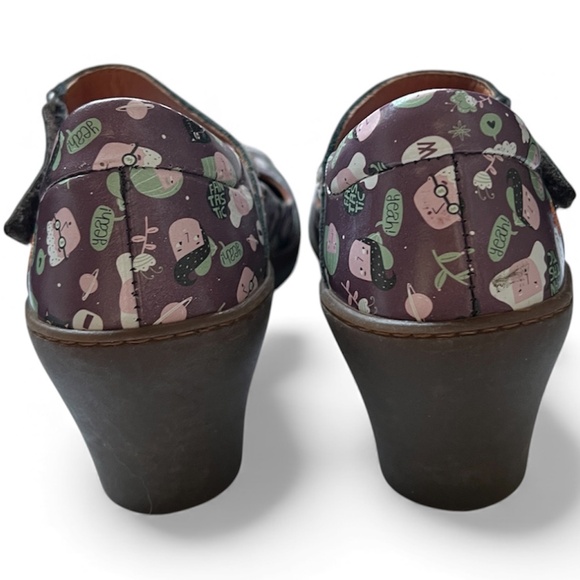 Shoes Art from The Art Company Mary Janes Purple Size 38 Round Heels Pink Faces - Picture 4 of 9
